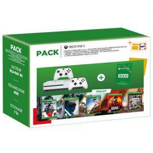Image : Pack Xbox One S + Gears 5 + Star Wars Jedi Fallen Order Edition Deluxe + Forza Horizon 4 + Red Dead Redemption 2 + Grand Theft Auto V Edition Premium + 2eme manette + 3 mois d'abonnement Xbox Live Gol