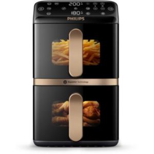 Image : PHILIPS NA462/70 Friteuse Vertical Duo Noir/Cuivre - Airfryer