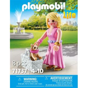 Image : Playmobil 71737 Dame avec Chihuahua et panier transport - My Life