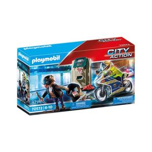 Image : Playmobil 70572 Policier avec moto et voleur - City Action