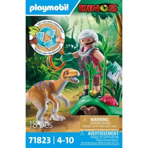 Image : Playmobil 71823 Vélociraptor et explorateur avec lasso - Dinos