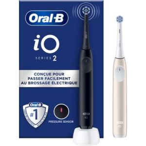 Image : ORAL-B iO2 Series DUO Night Black / Calm Pink - Brosse à dents électrique