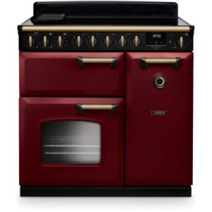 Image : FALCON NGC TAB IND 90 CM BORDEAUX LAITON ANTIQUE - Piano de cuisson induction