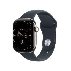 Image : Apple Watch Series 12 GPS + Cellular 46 mm titane Naturel / Bleu marine - M/L - MJGN4ZR/A