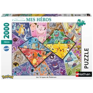 Image : Nathan Les 16 types de Pokémon - Puzzle 2000 pièces