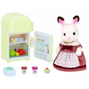 Image : Sylvanian Families Figurine Maman Lapin Chocolat et réfrigérateur - 5014
