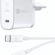 Chargeur secteur Belkin 27W USB-C/USB-C 1.2m blanc