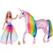 Poupee Barbie Dreamtopia et Licorne Rose Lumieres Magiques