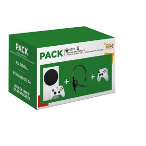 Image : Pack Console Microsoft Xbox Series S Blanc + Manette Xbox Series sans fil Robot White + Micro-casque Microsoft pour Xbox