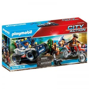 Image : Playmobil City Action - Policier avec voiturette et Voleur a moto - 70570