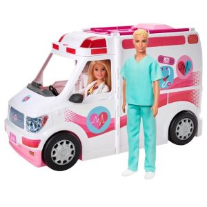 Image : Barbie - Le vehicule medical (+ 2 poupees) MATTEL