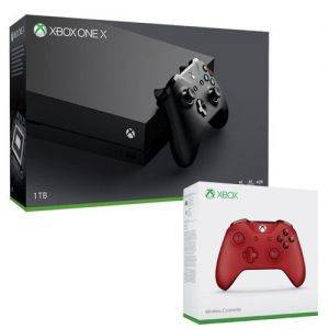 Image : Xbox One X 1 To + Manette Xbox Sans Fil Rouge