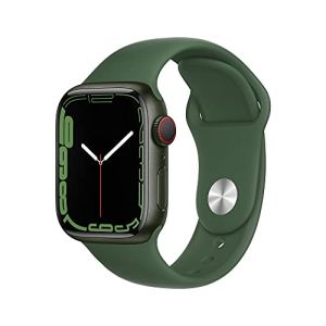 Image : Apple Watch Series 7 (GPS + Cellular) Boitier en Aluminium Vert de 41 mm Bracelet Sport trefle