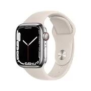 Apple Watch Series 7 (GPS + Cellular) Boitier en Acier Inoxydable Argent de 41 mm Bracelet Sport lumiere stellaire