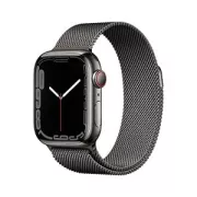 Apple Watch Series 7 (GPS + Cellular) Boitier en Acier Inoxydable Graphite de 41 mm Bracelet Milanais Graphite