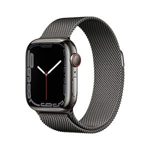 Image : Apple Watch Series 7 (GPS + Cellular) Boitier en Acier Inoxydable Graphite de 41 mm Bracelet Milanais Graphite