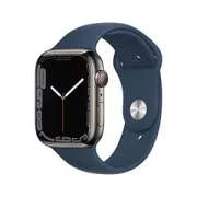 Apple Watch Series 7 (GPS + Cellular) Boitier en Acier Inoxydable Graphite de 45 mm Bracelet Sport Bleu Abysse