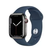 Apple Watch Series 7 (GPS + Cellular) Boitier en Acier Inoxydable Graphite de 41 mm Bracelet Sport Bleu Abysse