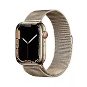 Apple Watch Series 7 (GPS + Cellular) Boitier en Acier Inoxydable Or de 45 mm Bracelet Milanais Or