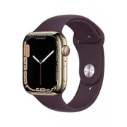 Apple Watch Series 7 (GPS + Cellular) Boitier en Acier Inoxydable Or de 45 mm Bracelet Sport Cerise Noire