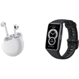 Image : Ecouteurs Huawei Freebuds 4 Blanc + Band 6 Black