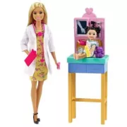Coffret Metier Barbie Docteure avec poupees Barbie et patiente et accessoires medicaux