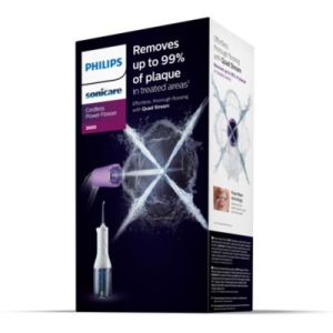 Image : Brosse a dents electrique PHILIPS PowerFlosser sans fil blanc HX3806/31