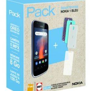 Image : Nokia 1 Bleu + coques + protection écran