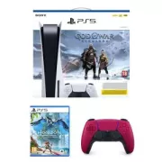 Pack console Sony PS5 Standard God of War Ragnarok + Manette DualSense Rouge + Horizon Forbidden West