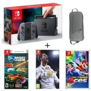 Pack Nintendo Switch Grise + Fifa 18 + Rocket League + Mario Tennis Aces + Housse