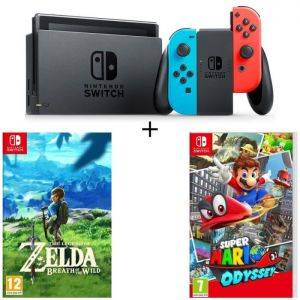Image : Nintendo Switch Neon  + The Legend of Zelda: Breath of the Wild + Super Mario Odyssey
