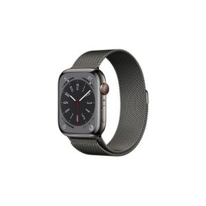 Image : Apple Watch Series 8 Cellular boitier Acier inoxydable graphite 45mm avec Boucle milanaise graphite MNKX3NF/A