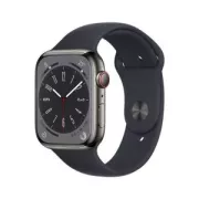 Apple Watch Series 8 Cellular boitier Acier inoxydable graphite 45mm avec Bracelet Sport Minuit MNKU3NF/A