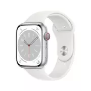 Apple Watch Series 8 GPS + Cellular boitier Aluminium Argent 45mm avec Bracelet Sport Blanc MP4J3NF/A