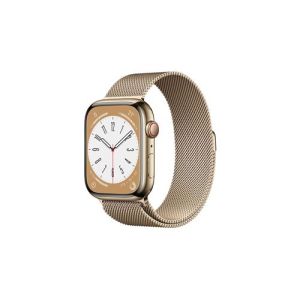 Image : Apple Watch Series 8 GPS + Cellular boitier Acier inoxydable or 45mm avec Boucle Milanaise Or MNKQ3NF/A