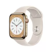 Apple Watch Series 8 GPS + Cellular boitier Acier inoxydable or 45mm avec Bracelet Sport Lumiere Stellaire MNKM3NF/A