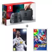 Pack Nintendo Switch Grise + Fifa 18 + Mario Tennis Aces