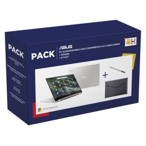 Image : Pack Asus Chromebook Flip C436FA-E19999 14' Argent + Housse de protection + Stylet