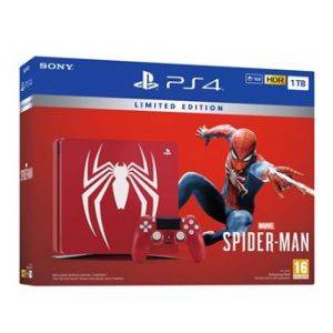 Image : PS 4 Slim 1 To Rouge + Manette DualShock Edition Speciale Spider-man