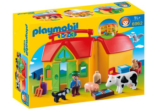 Image : Playmobil 1.2.3. - 6962 - Ferme transportable avec animaux