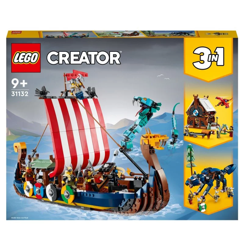 Image : LEGO 31132 Creator 3-en-1 Le Bateau Viking et le Serpent de Midgard