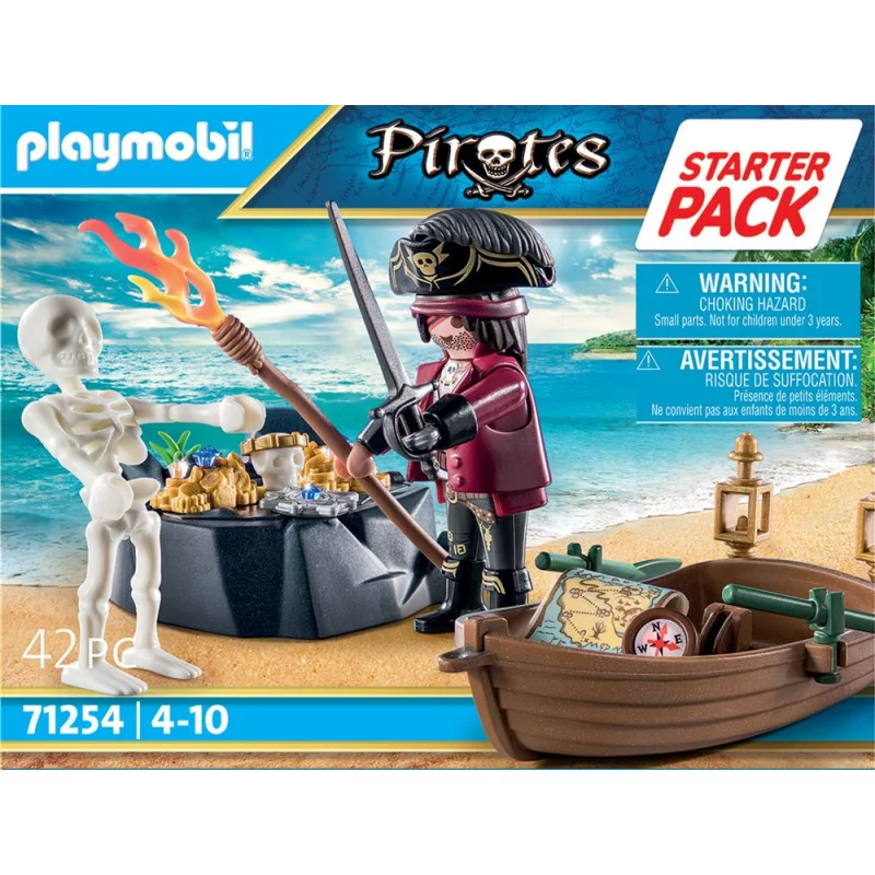 Image : Playmobil Pirates 71254 Starter Pack Pirate et barque