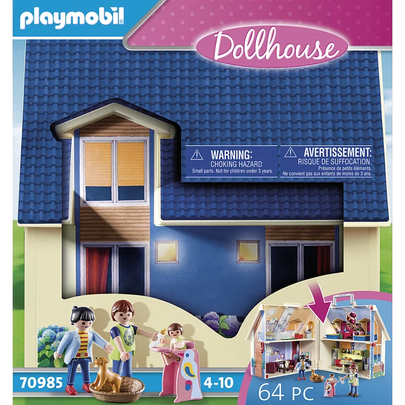 Image : PLAYMOBIL - 70985 - Maison Transportable Bleue