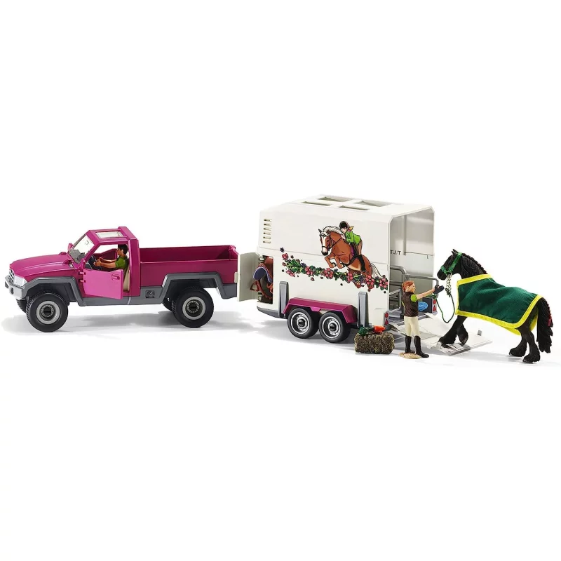 Image : SCHLEICH - Pick-up avec remorque pour cheval - 42346
