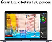 Image : Apple MacBook Air 13'' 256 Go SSD 8 Go Puce M2 Minuit 2022 - MLY33FN/A