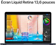 Image : Apple MacBook Air 13'' 256 Go SSD 8 Go Puce M2 Minuit 2022 - MLY33FN/A