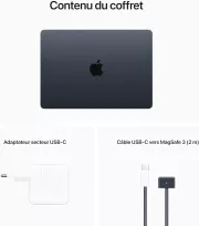 Image : Apple MacBook Air 13'' 256 Go SSD 8 Go Puce M2 Minuit 2022 - MLY33FN/A