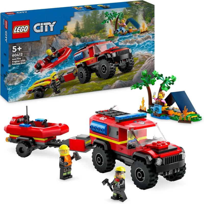 Image : LEGO 60412 City Le camion de pompiers 4x4 et le canot de sauvetage