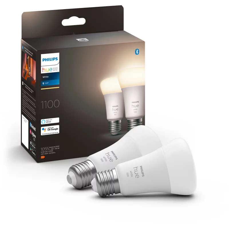 Image : Ampoules connectees Philips Hue pack de 2 ampoules White standard E27 75W