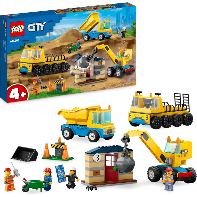 Image : LEGO City 60391 Les camions de chantier et la grue a boule de demolition